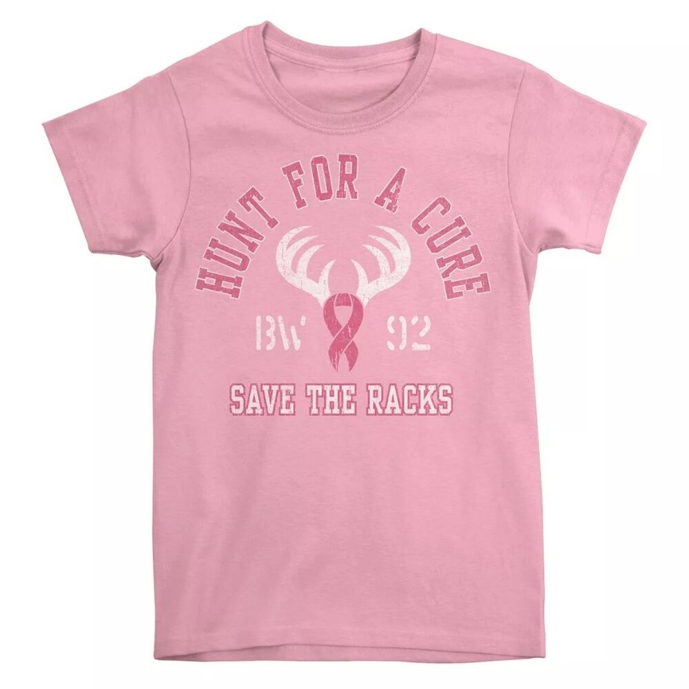 Hunt For a Cure Save the Racks Ladies Breast Cancer Awareness Ribbon Shirt